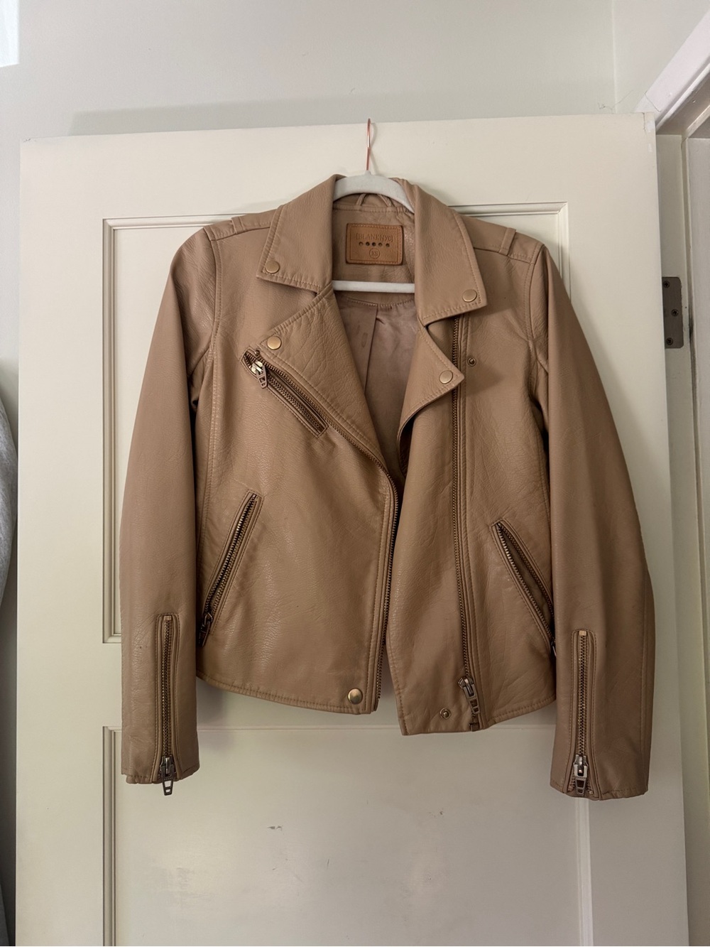 Blank NYC Taupe Faux Leather Moto Jacket XS